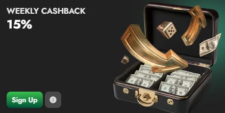 weekly cashback 15%
