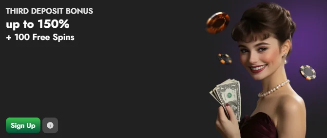 third deposit bonus and 100 free spins