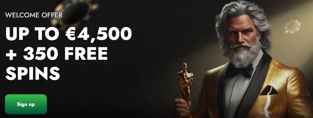 welcome offer and 350 free spins banner